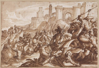 K II 088
<br/>
Schaking van een of meerdere vrouwen voor de poorten van een stad
<br/>
<em>Tempesta, Antonio (1555-1630)</em>